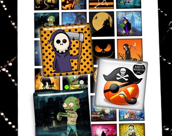 Halloween Printable Collage Sheet – Cute Square Images (Digital Download)