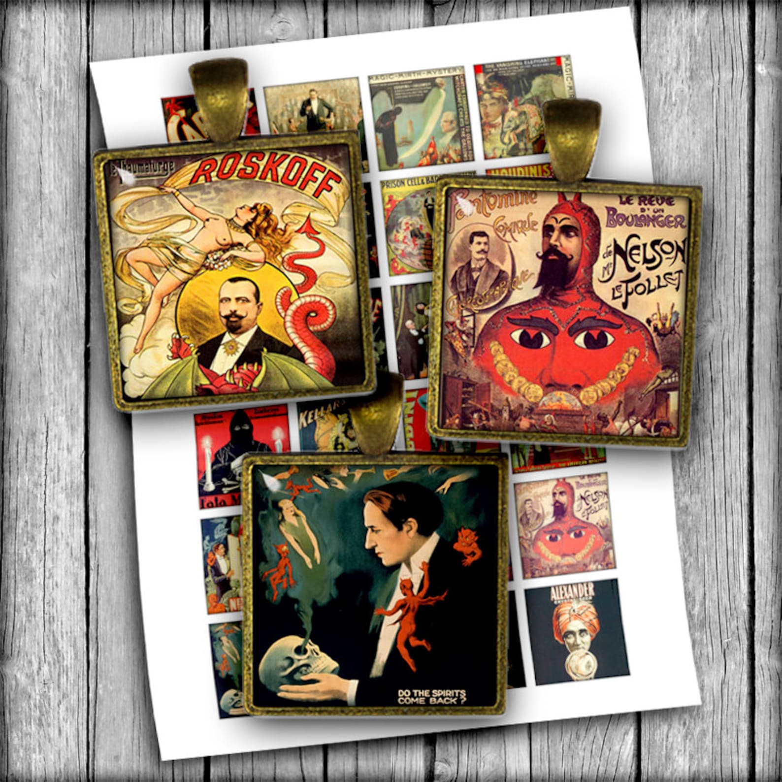 Vintage Magicians Square Printable Images 18x25 Mm 18x18mm 1x1 | Etsy