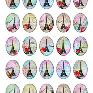 Paris Oval Images 30x40mm, 22x30mm for Jewelry Making Digital Collage Sheet Instant Download image 2