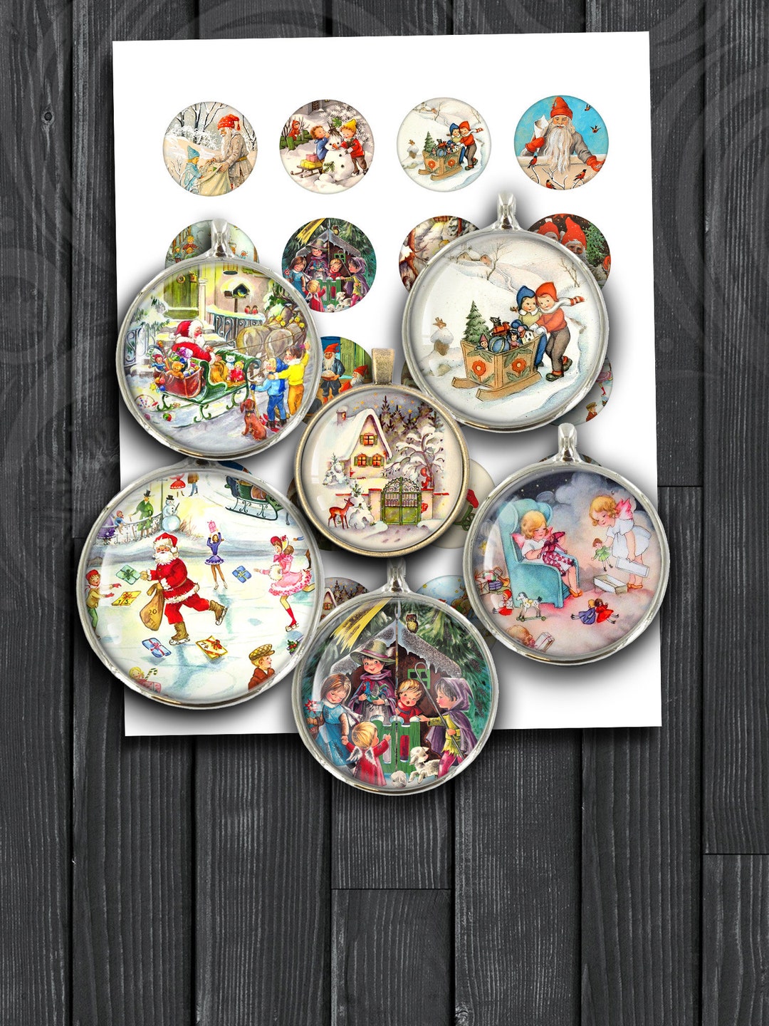 Printable Vintage Christmas Images 20mm 25mm 30mm 1 1.5 for ...