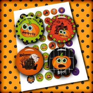 Halloween imágenes 1 y 2 pulgadas para tapas de botellas, imanes, Scrapboking Digital Collage instantánea descargar la hoja de