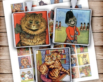 猫の絵画 - 1.5 mm、1 mm、30 mm、25 mm、15 mmの正方形 - デジタル