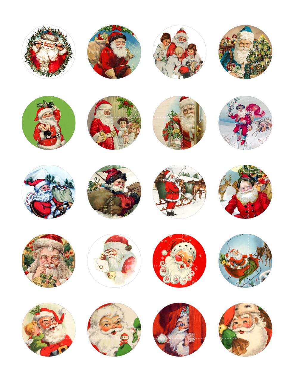 Santa Claus Circles Digital Collage Sheet Christmas Printable for ...