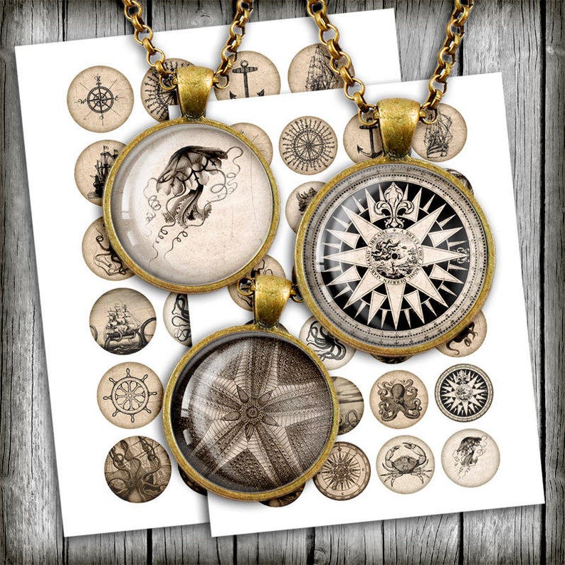 Nautical Images 10mm 12mm 18mm 20mm Circle Printable Images | Etsy
