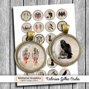 Victorian Gothic 12mm 14mm 16mm 18mm Printable images for Pendants Earrings  Digital Collage Sheet Instant Download