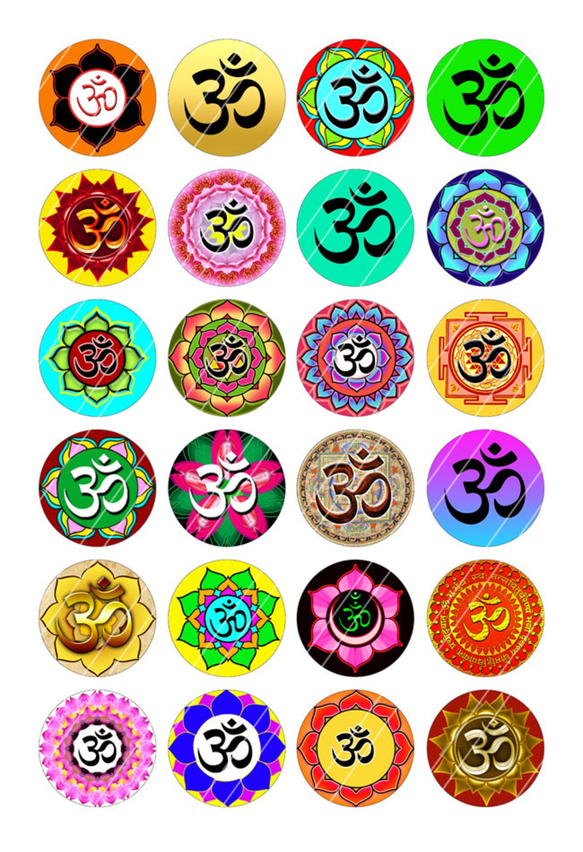 Om Symbols Digital Collage Sheet 12mm 20mm 16mm 18mm Printable for ...