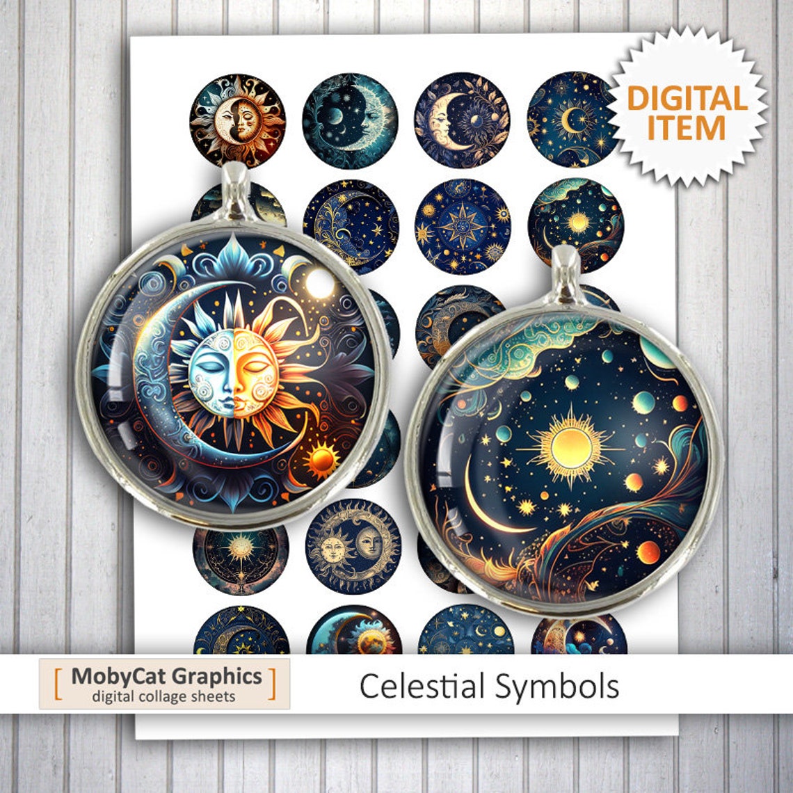 Celestial Symbols Printable Download 20 Mm 25 Mm 30mm 1 Inch 1.5 Inch ...