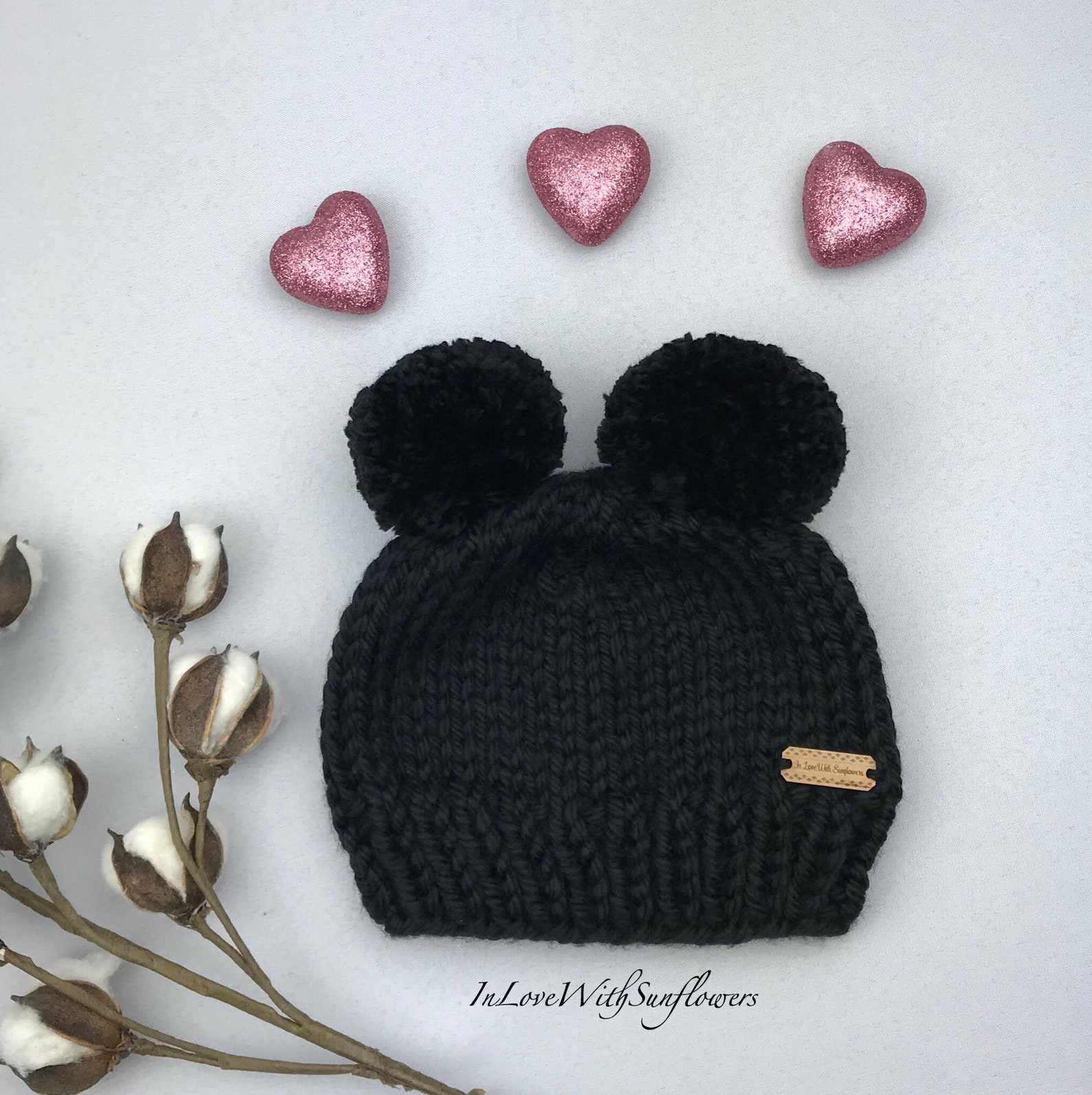 Double Pom Pom Beanie Chunky Knit Beanie With Double Pom Pom - Etsy