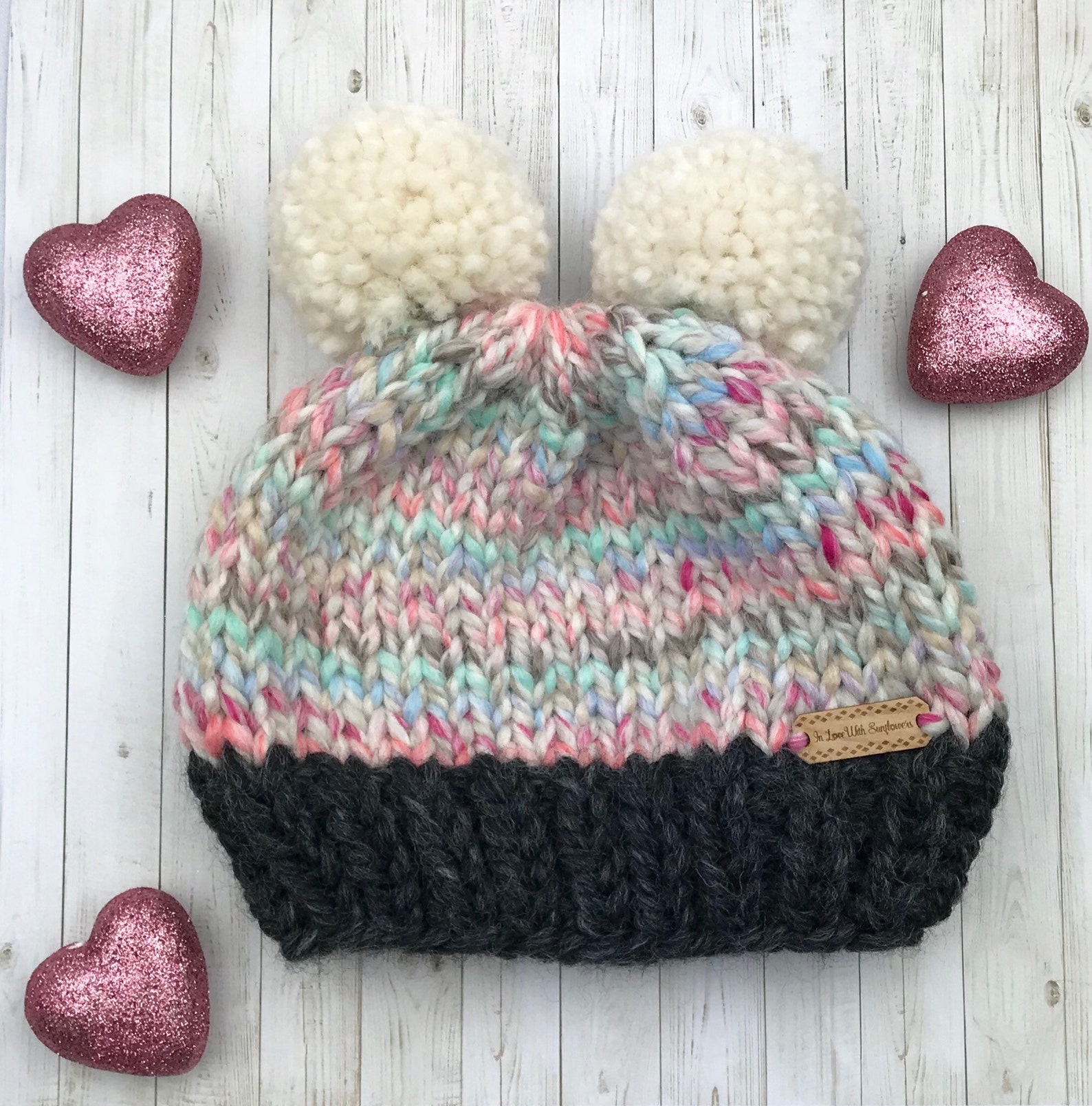 Double Pom Pom Beanie Knit Hat Toddler / Child Size Winter - Etsy