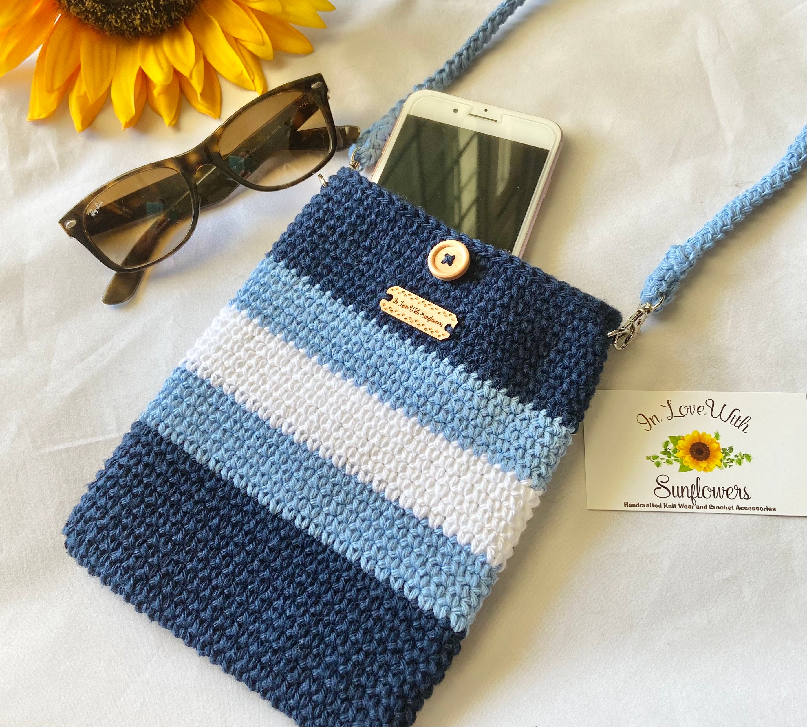 Crossbody Crochet Purse Cell Phone pouch Gift for mom | Etsy