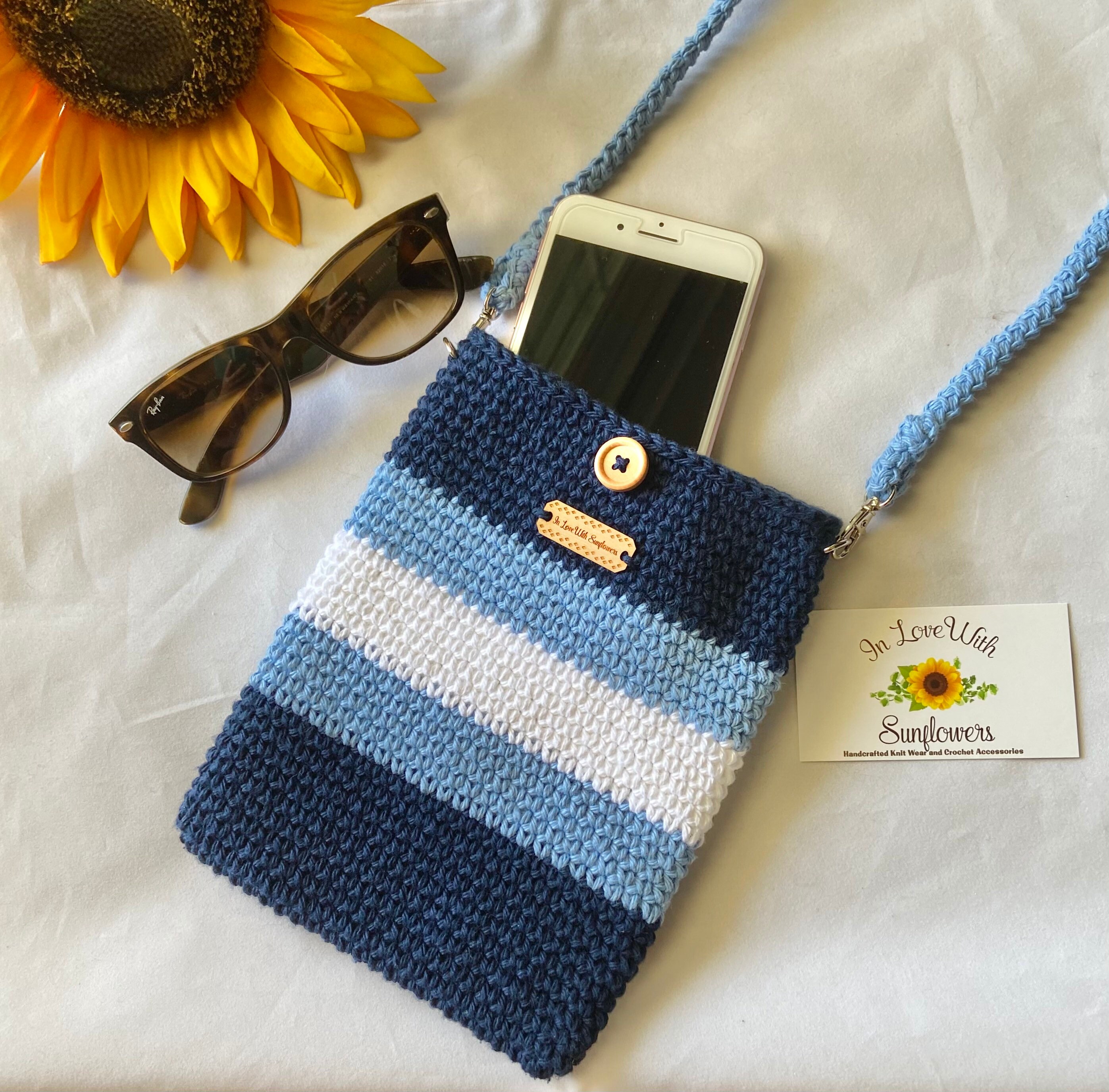 Crossbody Crochet Purse Cell Phone pouch Gift for mom | Etsy