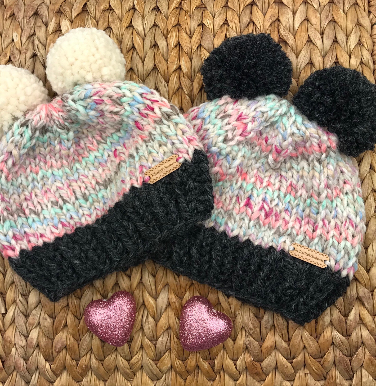 Double Pom Pom Beanie Knit Hat Toddler / Child Size Winter - Etsy