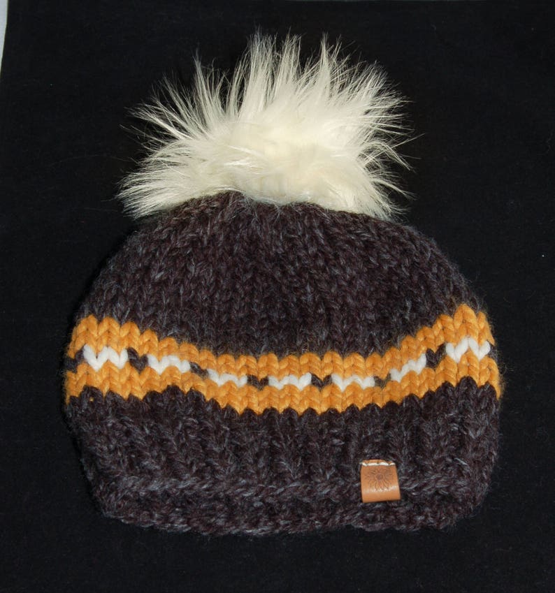 Knit Beanie with Faux Fur Pom Pom Beanie Knit Toque Pom Etsy