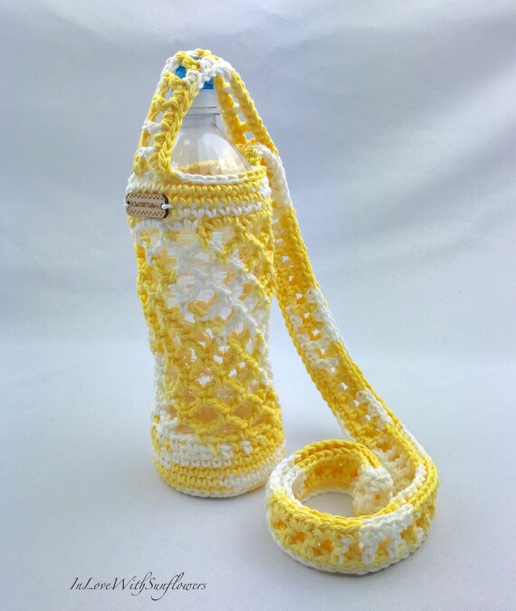 Crochet Water bottle Holder with crossbody strap Water