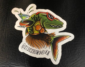 Wet Hot Musky Summer vinyl sticker designed by sideshowbrian tattooer