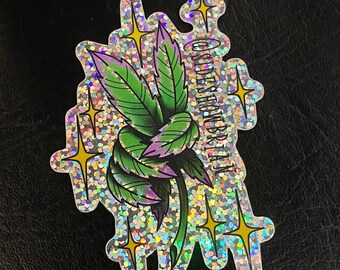 Pot leaf peace sign tattoo inspired vinyl sticker designed by sideshowbrian tattooer