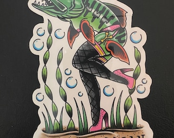 Musky Mermaid vinyl sticker designed by sideshowbrian tattooer