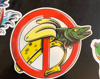 No Bananas! Clear vinyl musky sticker designed by sideshowbrian tattooer