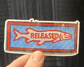 I shall be released! Clear vinyl musky sticker based off of Muskies inc patch designed by sideshowbrian tattooer