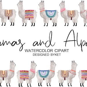 Alpaca clipart Watercolor llama clip art Animal clipart Wedding clipart Digital clipart Hand painted clipart Commercial Use