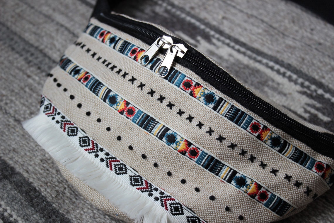 Embroidered fanny pack Large boho waist bag Festival fanny bag Etsy