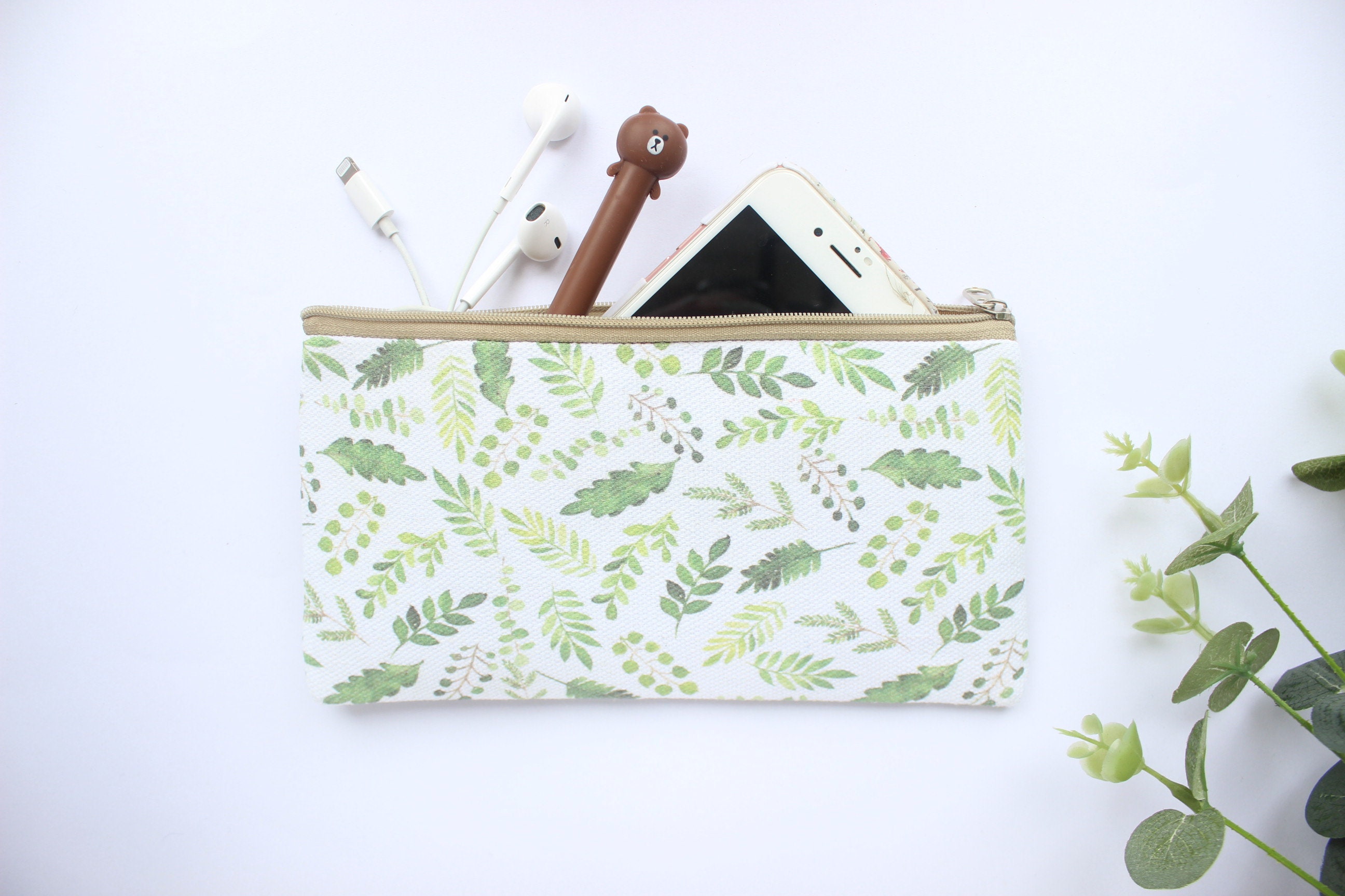 Pencil Holder Pouch Banana Leaf Pencil Case for Her Pattern Pencil