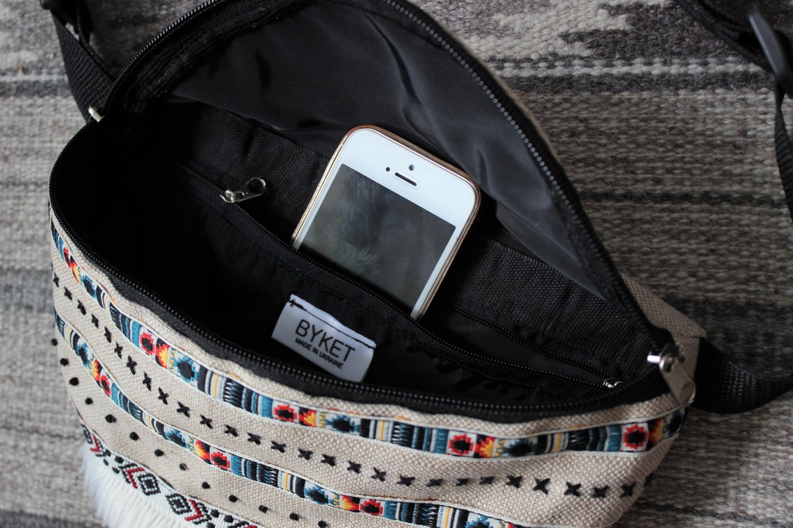 Embroidered fanny pack Large boho waist bag Festival fanny bag Etsy