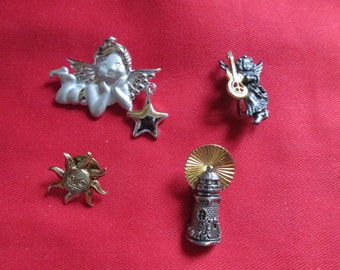 Angels, Sun, and Lighthouse Pin Brooch Lot