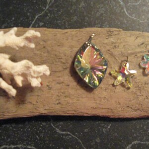 Iridescent Pendants Teardrop, Snowflake, Star Costume Jewelry Lot