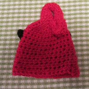 Handmade Crocheted Red Angry Bird Newborn Baby Hat image 3