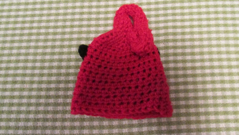 Handmade Crocheted Red Angry Bird Newborn Baby Hat image 3
