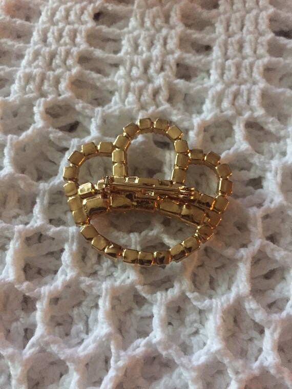 Rhinestone Crown Pin Brooch Rhinestones and Gold … - image 3