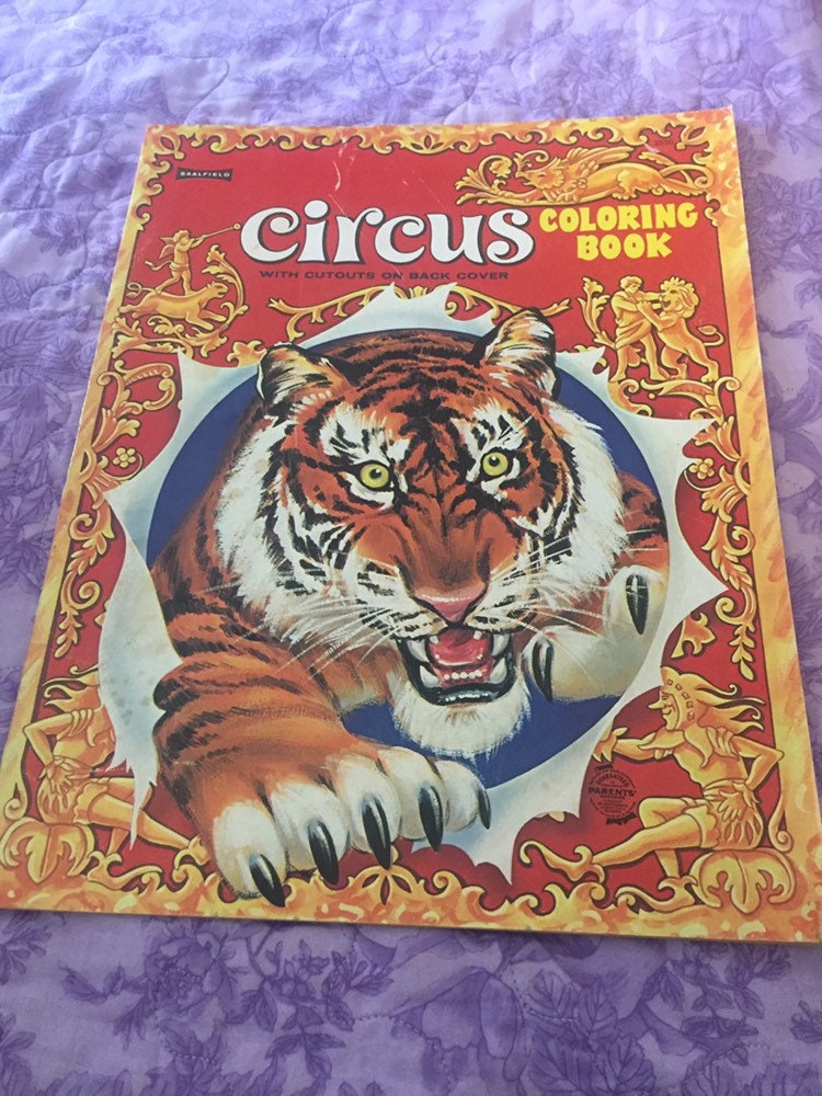 Download Vintage Saalfield Circus Coloring Book Uncolored With Cutouts Etsy