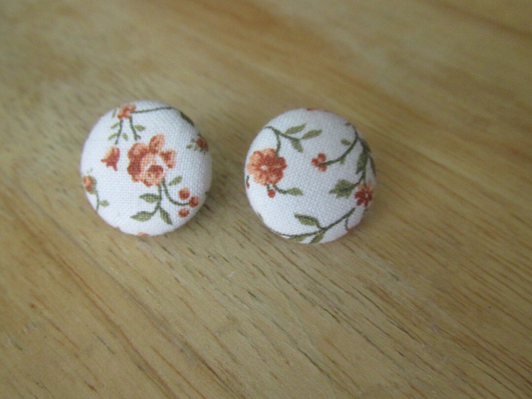 Handmade Fabric Covered Button Style Pierced Earrings Etsy