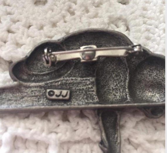 Retro Pewter Cat and Mouse Dangling Pin Brooch Ma… - image 3