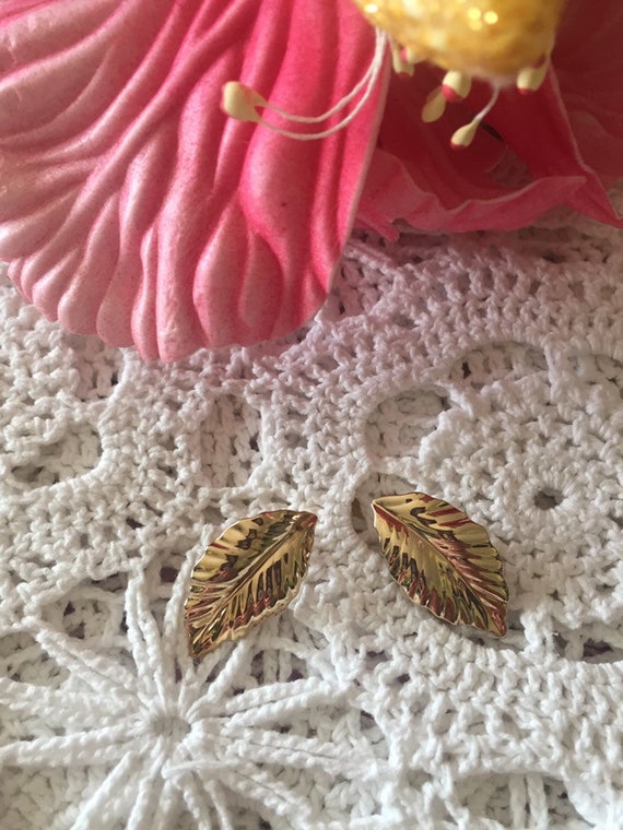 Vintage Louis Feraud Paris Clip On Earrings Leaf … - image 1