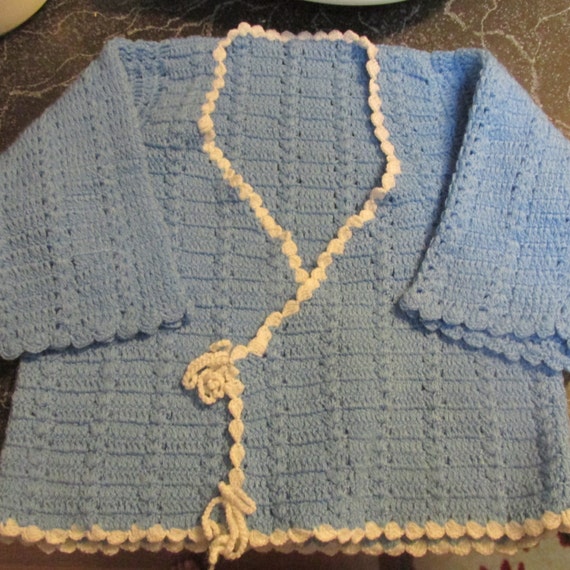 Vintage Baby Boy Sweater 1970's Era Crocheted Bab… - image 1