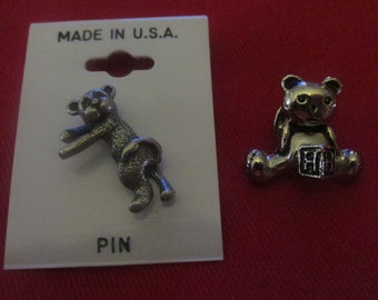 Silvertone Teddy Bear Pin Lot Bear Pins