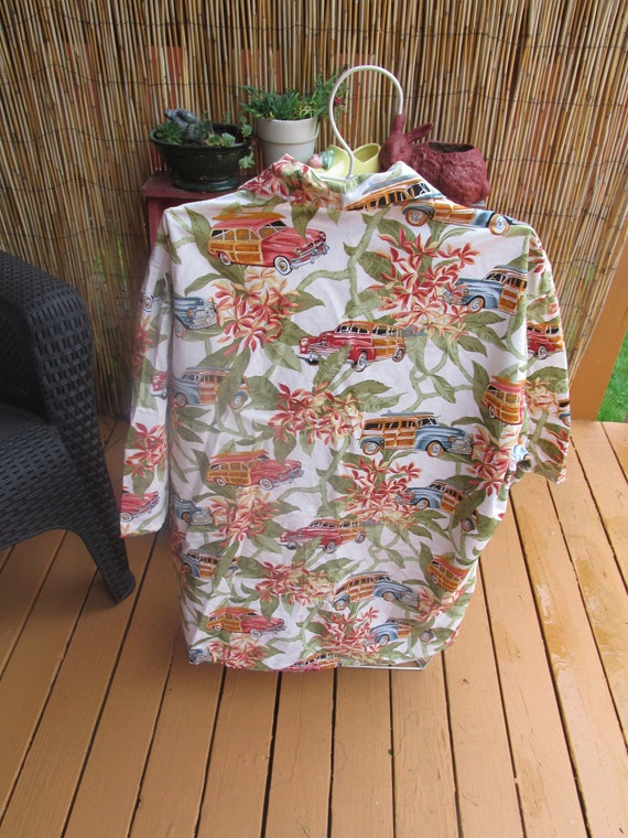Hawaiian Print Vintage Button Down Shirt Surfboar… - image 2
