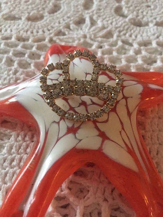 Rhinestone Crown Pin Brooch Rhinestones and Gold … - image 1