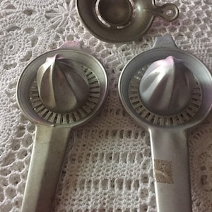 Pair of Foley Aluminum Juicers and Egg Yolk Separator Kitchenware Vintage