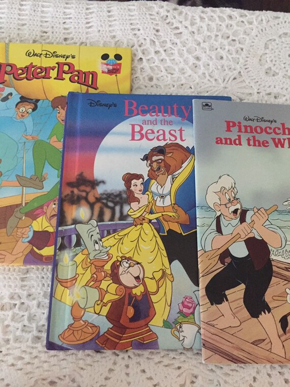 Trio of Disney Books Peter Pan Beauty and the Beast Etsy