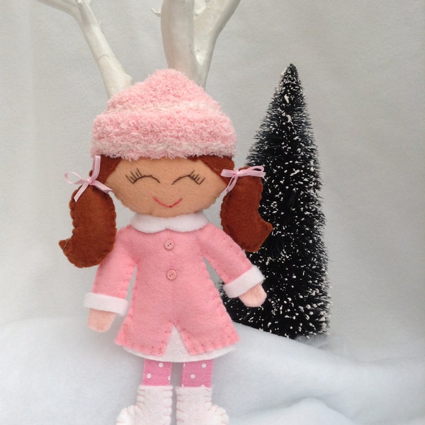 Pink Snow Girl Felt Hanging Christmas Decoration