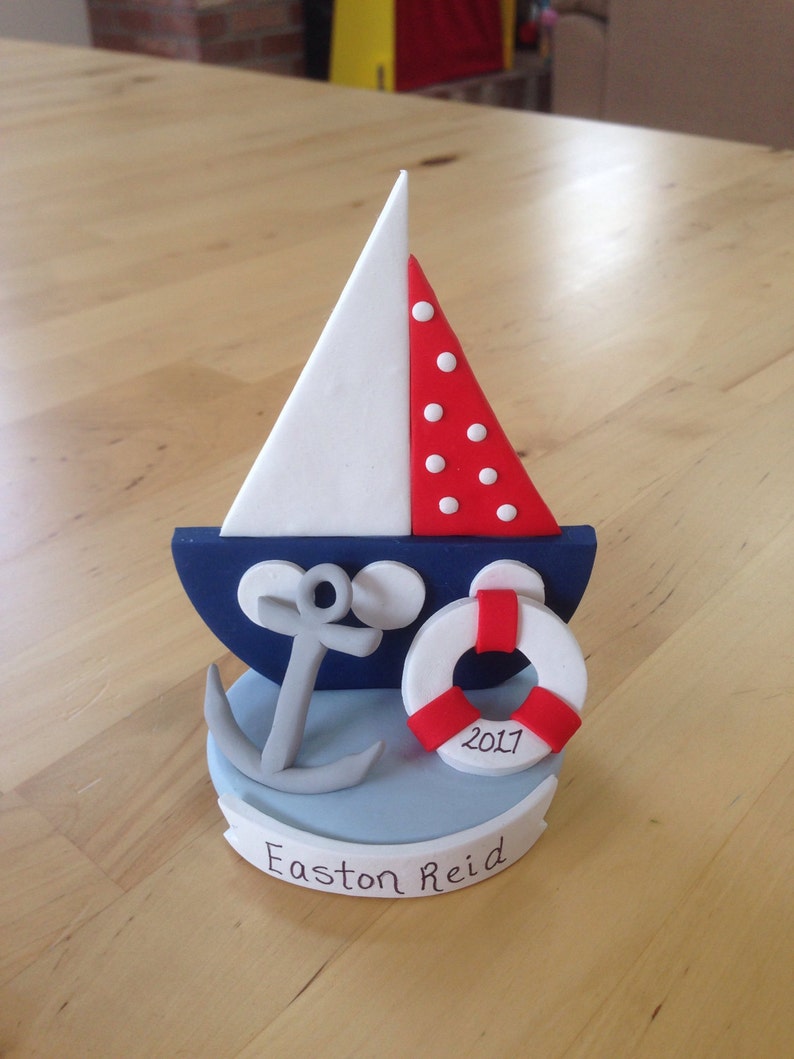 Nautical Sailboat Cake Topper Keepsake Baby Shower | Etsy