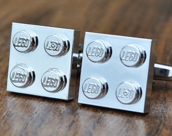 Chrome LEGO ® Plate Cufflinks - Silver, Gold, Blue, Red and Green