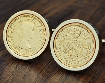Luxury 63rd Birthday 1956 Sixpence Coin Cufflinks Mens Gift 