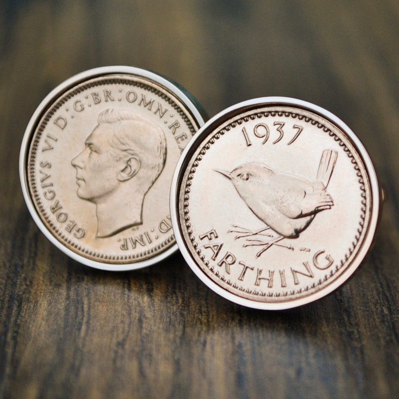 Farthing Cufflinks 84th Birthday 1937 Coin Cufflinks Mens Birthday Anniversary Present Gift Cufflinks 84th Birthday