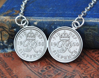 Double Sixpence Necklace - Etsy UK
