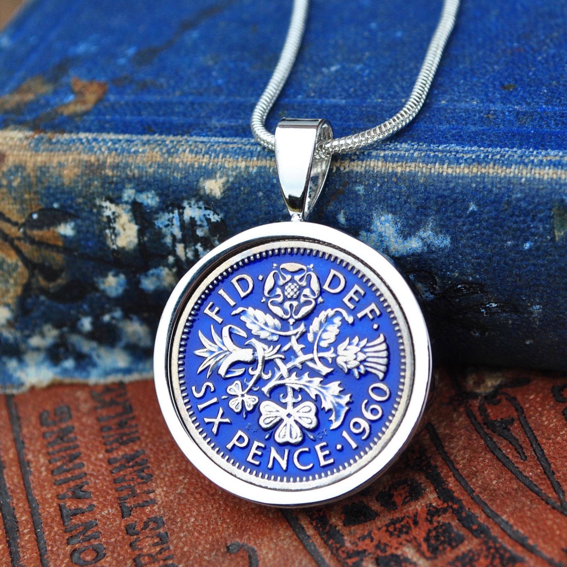 English Sixpence Coin Necklace 1955