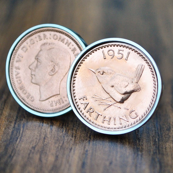1948 Original Farthing Two Tone Birthday//Anniversary Cufflinks Ideal for a 70th Birthday